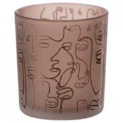 J-Line Windlicht „Faces“, braun, 15 cm