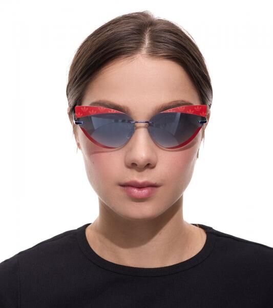adidas Sonnen-Brille Damen mit blauen Gl&auml;sern und roten B&uuml;geln UVA & UVB Schutz Freizeit-Brille EW3517 Rot