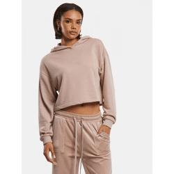 bequemer Urban Classics Damen Hoodie Rippbündchen Kapuze 280 g/m² Alt-Rosa