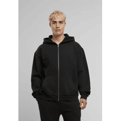 bequemer Urban Classics Herren Hoodie Reißverschluss Rippbündchen 330 g/m² mit Baumwolle Schwarz