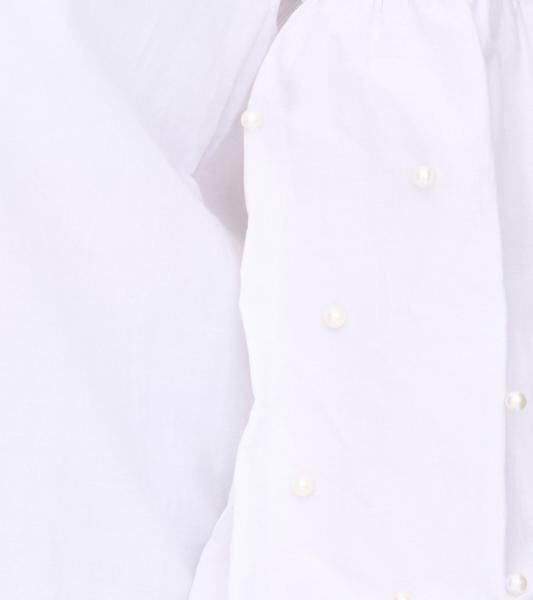 COURSE Damen Sommer-Bluse mit Perlen Langarm-Shirt 901879 Wei&szlig;