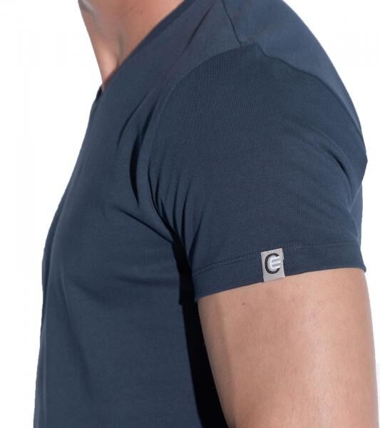 COURSE Elements Herren Basic T-Shirt mit V-Ausschnitt Sommer-Shirt Baumwoll-Shirt 901271 Dunkelblau