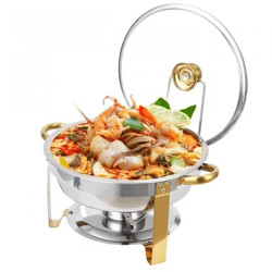 DineLux Stainless Steel Round Chafing Dish 4.5L – Commercial Buffet Warmer