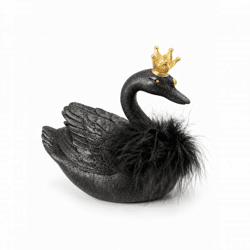 Figur „Crown“-Schwan, schwarz, 18 cm