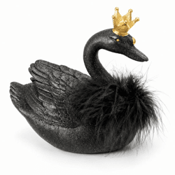 Figur „Crown“-Schwan, schwarz, 25 cm