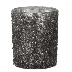 J-Line theelichthouder Glitter antraciet 13 cm