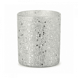 J-Line theelichthouder Stars glitter zilverkleurig 10 cm