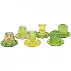 Kandelaar Bicolore glas groen 8,5 cm 6 assorti