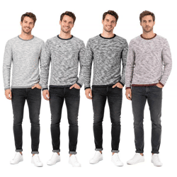 klassisches SOLID SDFlocks Herren Sweatshirt mit Rundhals Pullover Große Größen 21102722ME in Schwarz, Blau, Grau oder Rot