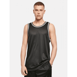 modernes Build Your Brand Herren T-Shirt Rippbündchen Mesh 130 g/m² Schwarz/Weiß