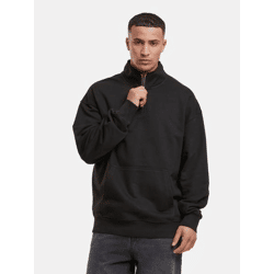 modernes DEF Herren Sweatshirt Reißverschluss Rippbündchen mit Baumwolle Schwarz