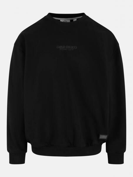 modernes  Herren Sweatshirt Rippstrick Oversize mit Baumwolle Schwarz