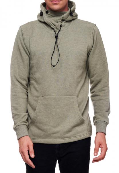 Modischer Kapuzen-Sweater f&uuml;r Herren mit intregrierter Mund-Nasen-Bedeckung Hoodie Pullover 19139 Khaki Melange