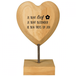 Paper Dreams Holzherz mit der Aufschrift „Du bist lieb“, 18 cm