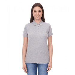 SANTINO Mathias Women's Organic Cotton Polo Shirt with 4-Button Placket, Short-Sleeve, Heathered, 180 g/m², Gray