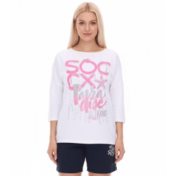 SOCCX by Carina Damen Oversized Sweatshirt mit Rundhals-Ausschnitt Alltags-Pulli 364387_2007 Weiß