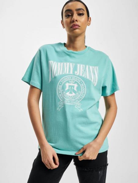sportliches Tommy Jeans Damen T-Shirt Oversize mit Baumwolle T&uuml;rkis