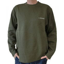 STONES Waffle Herren Sweat-Shirt aus Baumwolle in Waffel-Optik Oversized-Pullover mit Rundhals-Ausschnitt 400gsm Longsleeve Khaki
