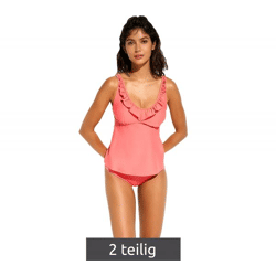Stylisches 2-teiliges Damen Tankini -Set modische Badebekleidung Tankini Top und Slip für Strand & Sommer 960303 Orange