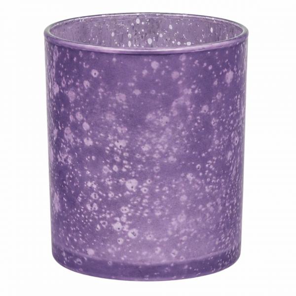 Teelichthalter aus Glas, violett, 10 cm