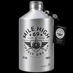 UVP 85,00 € – MILE HIGH 69 Premium Bio Gin 1L, 42% vol., Aluminiumflasche – Sonderposten