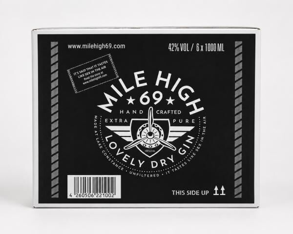 UVP 85,00 € – MILE HIGH 69 Premium Bio Gin 1L, 42% vol., Aluminiumflasche – Sonderposten