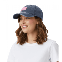 verwaschene ZWILLINGSHERZ Basic Classic Base-Cap mit Logo-Patch Baumwoll-Cap justierbare Cappy Schirm-Mütze 4603M K25357-6 Navy-Blau