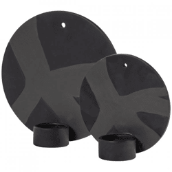 Wand-Teelichthalter schwarz 20 cm 2er Set