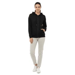 ZWILLINGSHERZ Damen Sweat-Jacke mit Kapuze Zip-Hoodie mit Taschen 46094-3 Schwarz