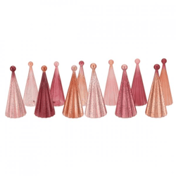 Beeld kerstboom serie Twinkle LED op batterij glas roze 22 cm 12 assorti
