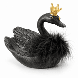 Beeld zwaan Crown zwart 25 cm