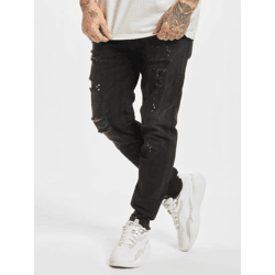 Comfortable 2Y Premium Men's Skinny-Fit Stretch Jeans with Zipper, Cotton, Black