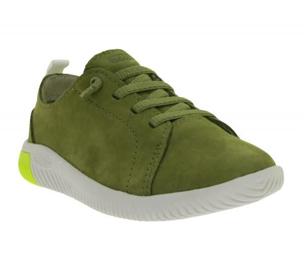 Bequeme KEEN Knx Lace Fig/Star Kinder Barfu&szlig;schuhe mit Eco Anti-Odor-Technologie Echtleder-Schuhe Freizeit-Schuhe 1030119 Oliv-Gr&uuml;n