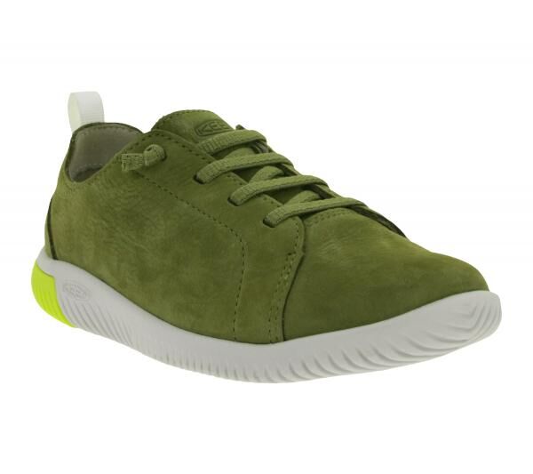 Bequeme KEEN Knx Lace Kinder Barfu&szlig;schuhe mit Eco Anti-Odor-Technologie Echtleder-Schuhe Freizeit-Schuhe 1030064 Oliv-Gr&uuml;n