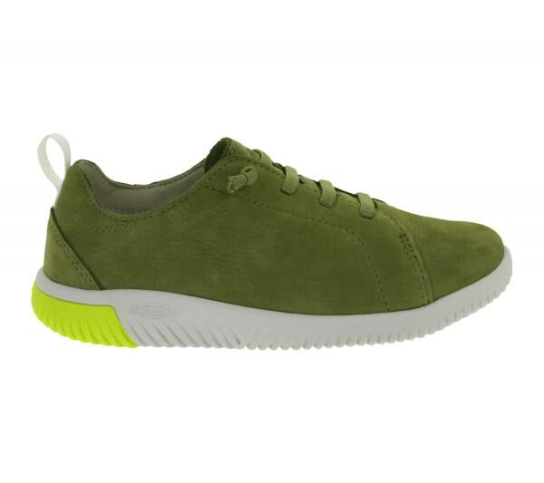 Bequeme KEEN Knx Lace Kinder Barfu&szlig;schuhe mit Eco Anti-Odor-Technologie Echtleder-Schuhe Freizeit-Schuhe 1030064 Oliv-Gr&uuml;n