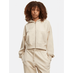 bequemer DEF Damen Hoodie Reißverschluss Taschen mit Baumwolle Beige