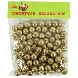 Decoratie ballen glitter goudkleurig 1,5 cm