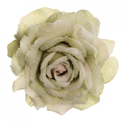 Dekorative Rose mit Clip, grün, 14 cm