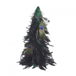 Decoratieboom met pauwenveren 38 cm