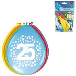 Folat ballonnen Rainbow Dots 25 jaar 30 cm 8 stuks