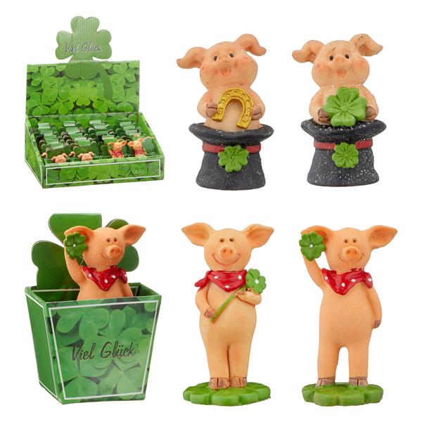 Lucky Pig in Gift Box, 4/set, approx. 7 cm