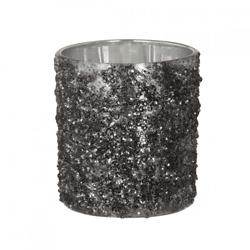 J-Line Tealight Holder, Glitter, Anthracite, 8 cm