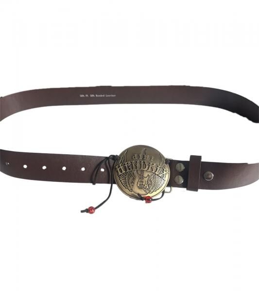Jimi Hendrix G&uuml;rtel f&uuml;r Damen oder Herren stylischer Leder-G&uuml;rtel mit Logo-Schnalle Freizeit-G&uuml;rtel Braun