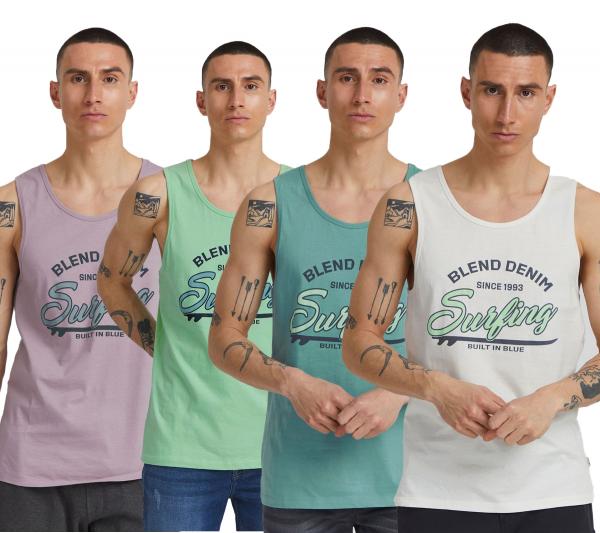 klassisches BLEND BDLingo Herren Tanktop mit Rundhals Top 20714921ME Wei&szlig;, Blau, Violett oder T&uuml;rkis