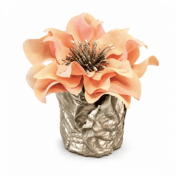 Kunstblume Helleborus im Topf, Blätter goldfarben/lachsrosa, 10 cm