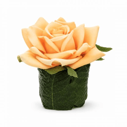 Kunstbloem Roos in pot blad geel 8 cm