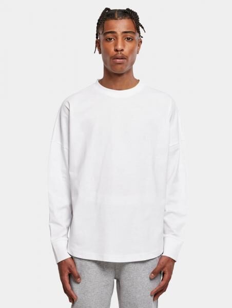 modernes Build Your Brand Herren Sweatshirt Oversize 220 g/m&sup2; mit Baumwolle Wei&szlig;