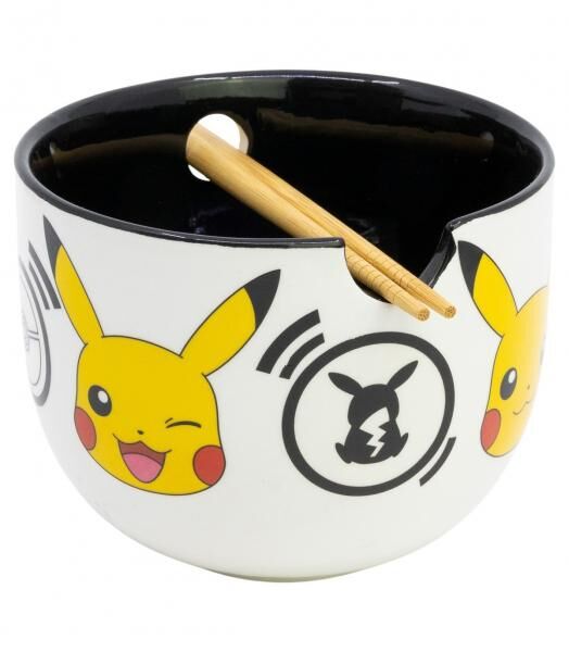 Pokemon - Black Logos Ramen Bowl mit St&auml;bchen - Geschenkbox