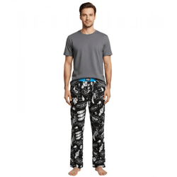 RE:COVERED X Star Wars Pyjama-Hose Herren Schlafanzug-Hose mit Star Wars Comics Aufdruck Print Baumwolle Loungepants RCDIF2108 Schwarz/Weiß