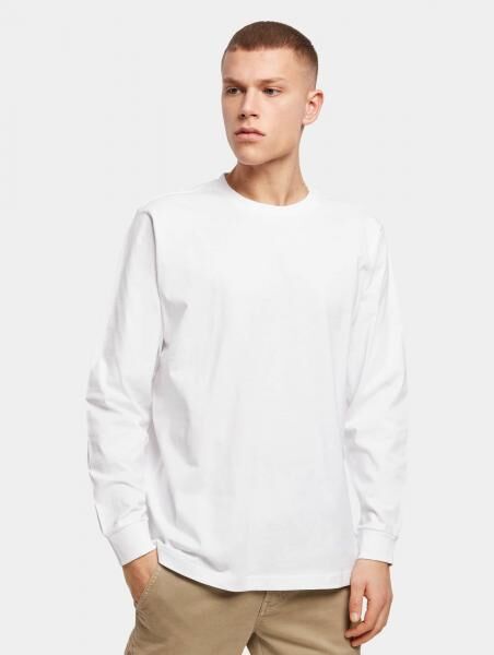 weiches Build Your Brand Herren Sweatshirt Rippb&uuml;ndchen 200 g/m&sup2; mit Baumwolle Wei&szlig;